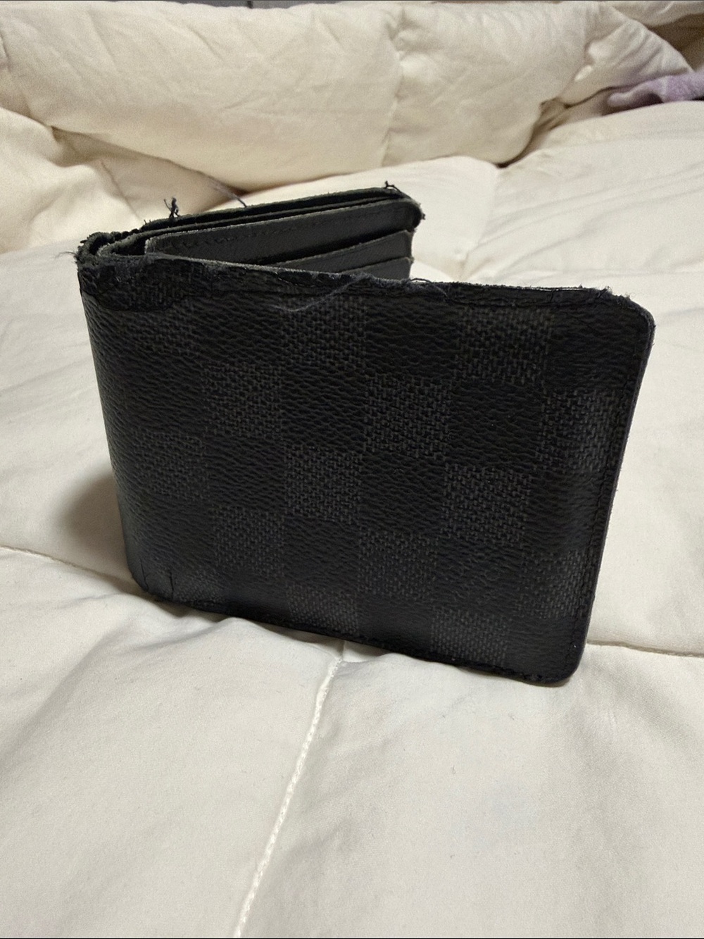 Louis Vuitton Black Damier Textured Bi-Fold Wallet